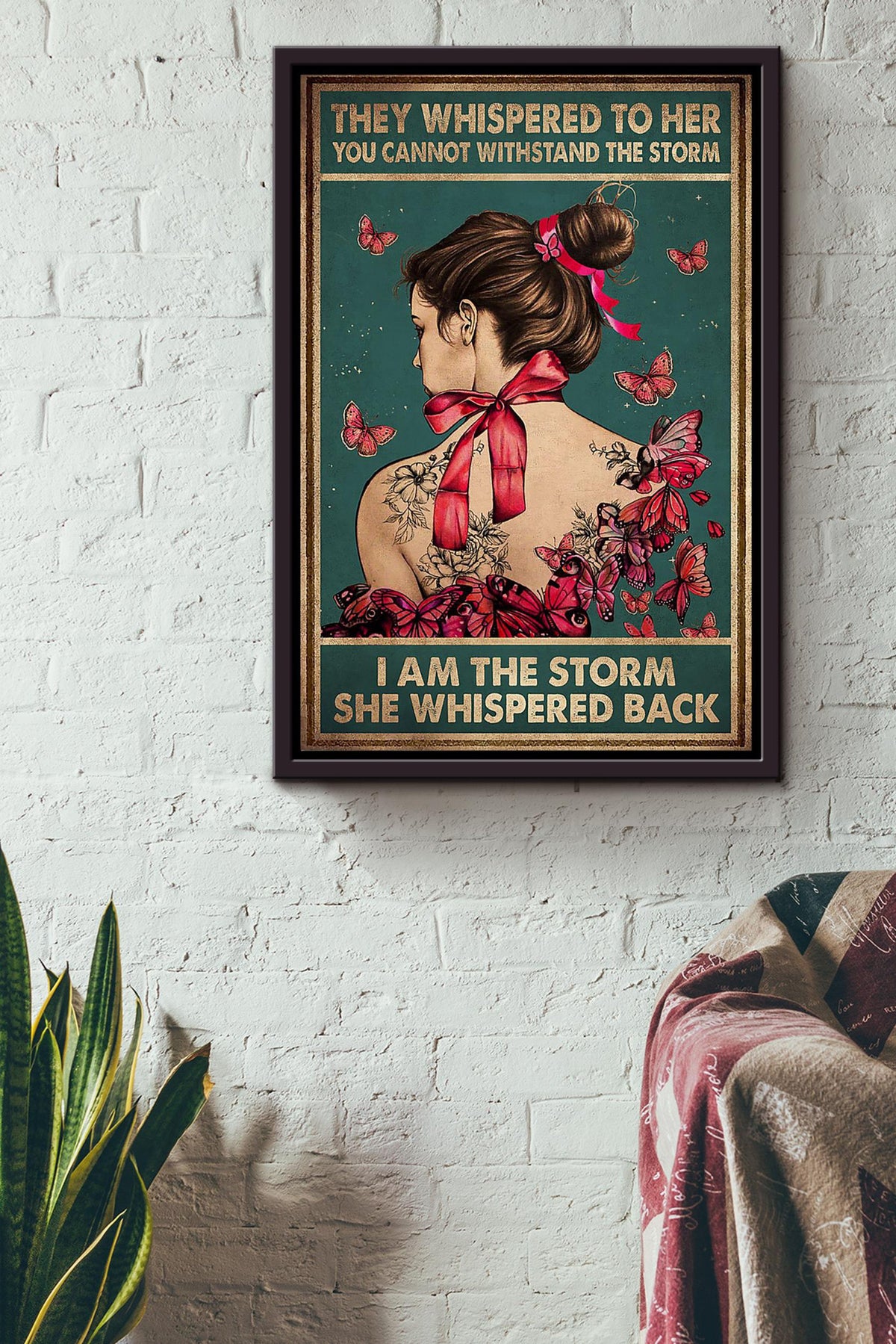 Breast Cancer They Whispered To Her Motivation Quote Gift For Breast Disease Awareness 04 Framed Canvas