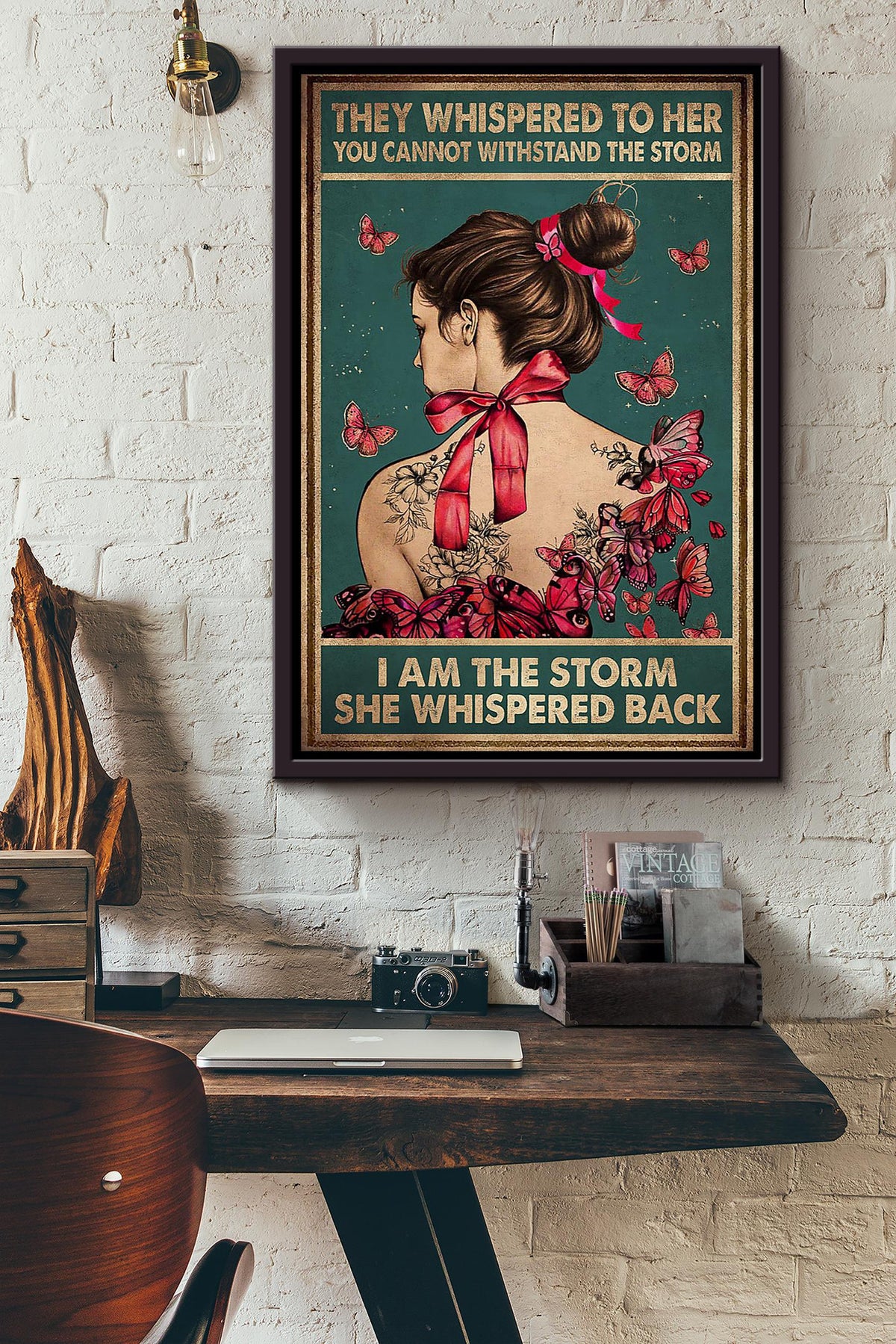 Breast Cancer They Whispered To Her Motivation Quote Gift For Breast Disease Awareness 04 Framed Canvas