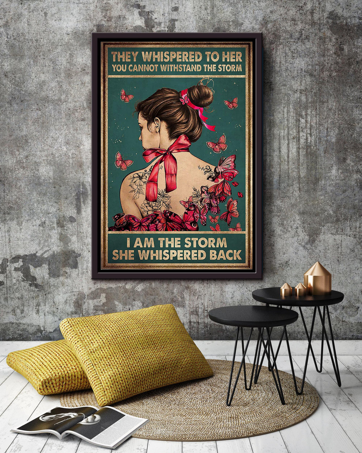Breast Cancer They Whispered To Her Motivation Quote Gift For Breast Disease Awareness 04 Framed Canvas
