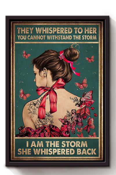 Breast Cancer They Whispered To Her Motivation Quote Gift For Breast Disease Awareness 04 Framed Canvas