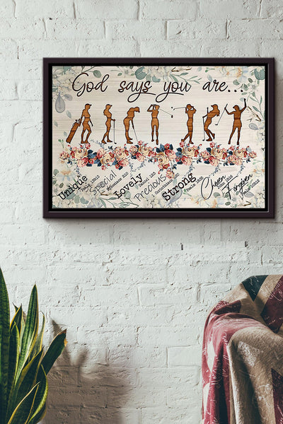 God Says You Are Golf Girl n Framed Matte Canvas