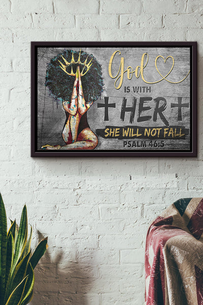 Afro Girl God Is With Her She Will Not Fail Poster n Framed Matte Canvas