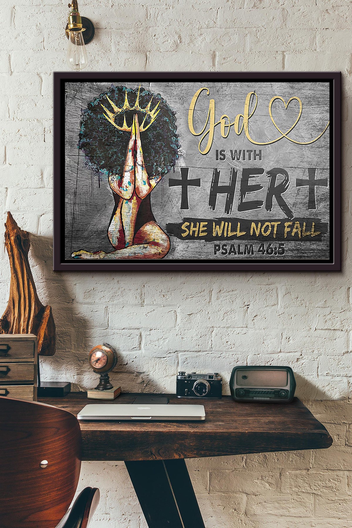 Afro Girl God Is With Her She Will Not Fail Poster n Framed Matte Canvas