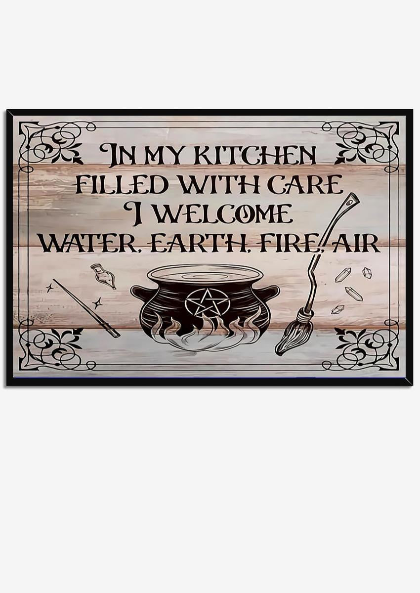 In My Kitchen Witch Kitchen Rules Magical Wall Art Gift For Home Decor Kitchen Decor Framed Prints, Canvas