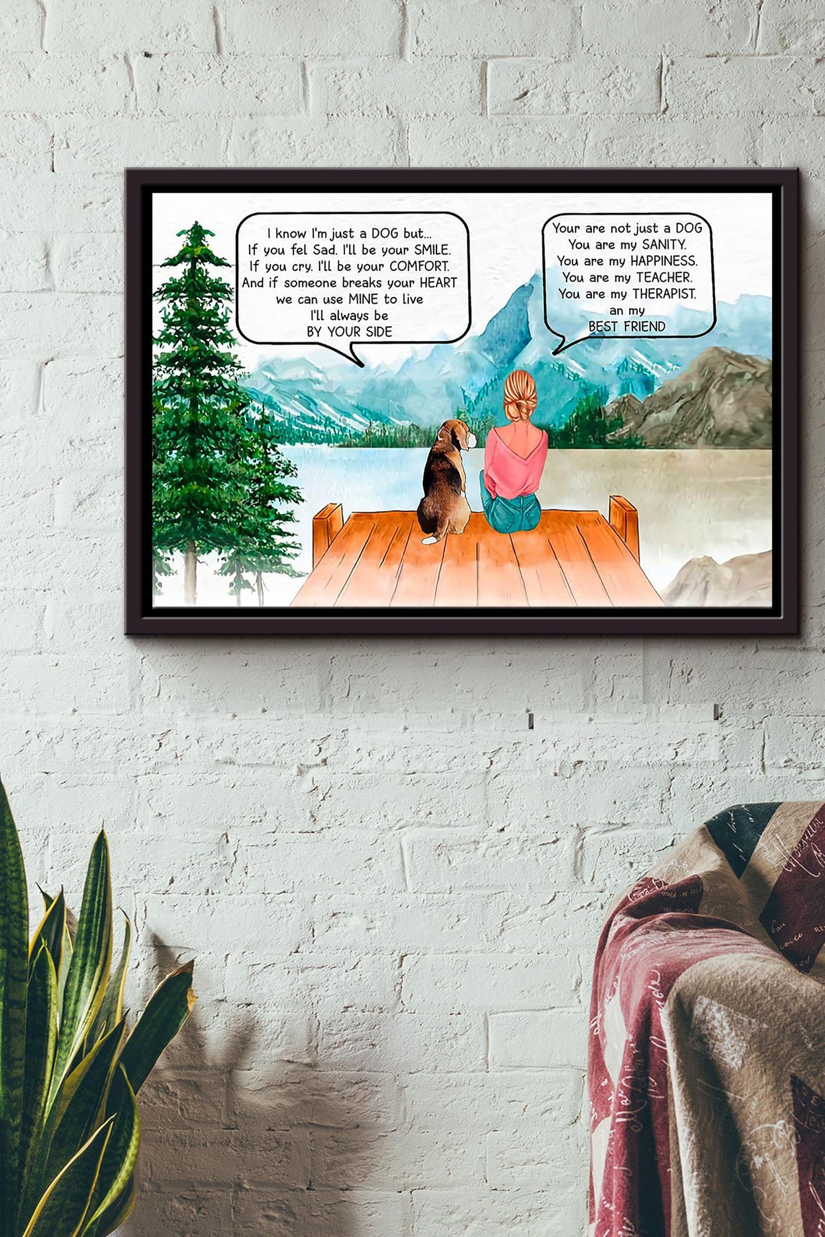 Girl And Dog You Are My Sanity My Happiness My Teacher My Therapist My Best Friend In The Forest Poster n Framed Matte Canvas