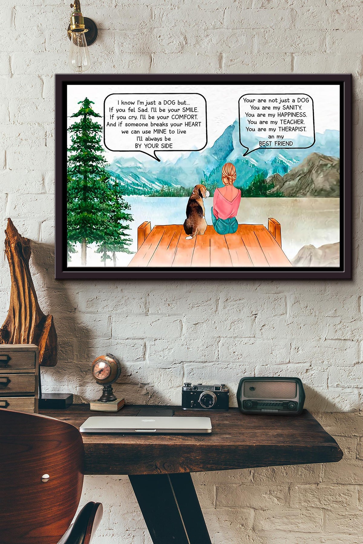Girl And Dog You Are My Sanity My Happiness My Teacher My Therapist My Best Friend In The Forest Poster n Framed Matte Canvas