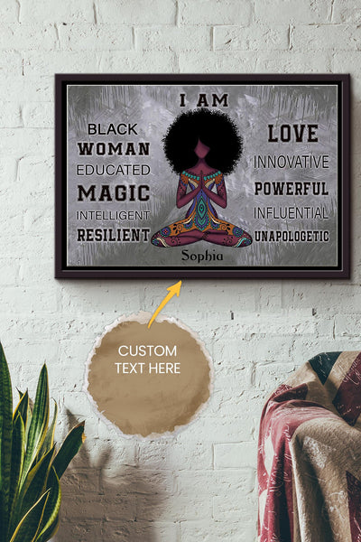 African Yoga Girl Personalized Poster - Woman Wall Art - Gift For Black Women African Women Framed Matte Canvas Framed Prints, Canvas
