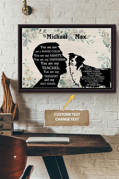 Border Collie Boy Therapist Best Friend Personalized Poster - Animal Wall Art - Gift For Dog Lover Dog Foster Puppy Fan Framed Matte Canvas Framed Prints, Canvas
