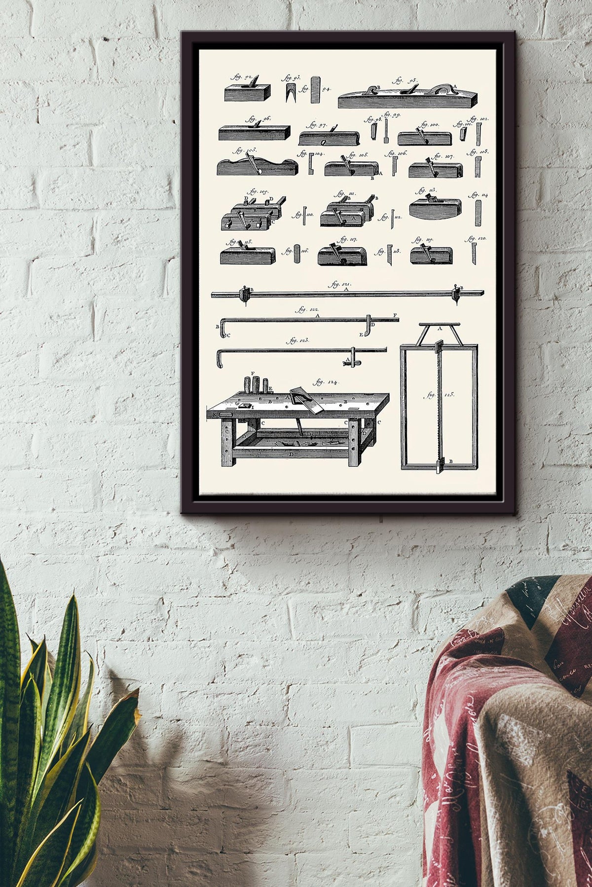 Carpenters Tools Art Poster Framed Matte Canvas