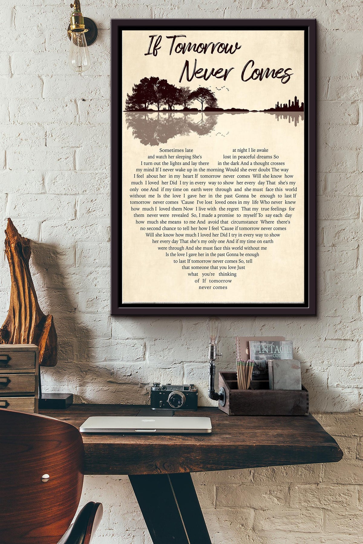 If Tomorrow Never Comes Lyrics Heart Typography Ronan Keating Poster Framed Matte Canvas