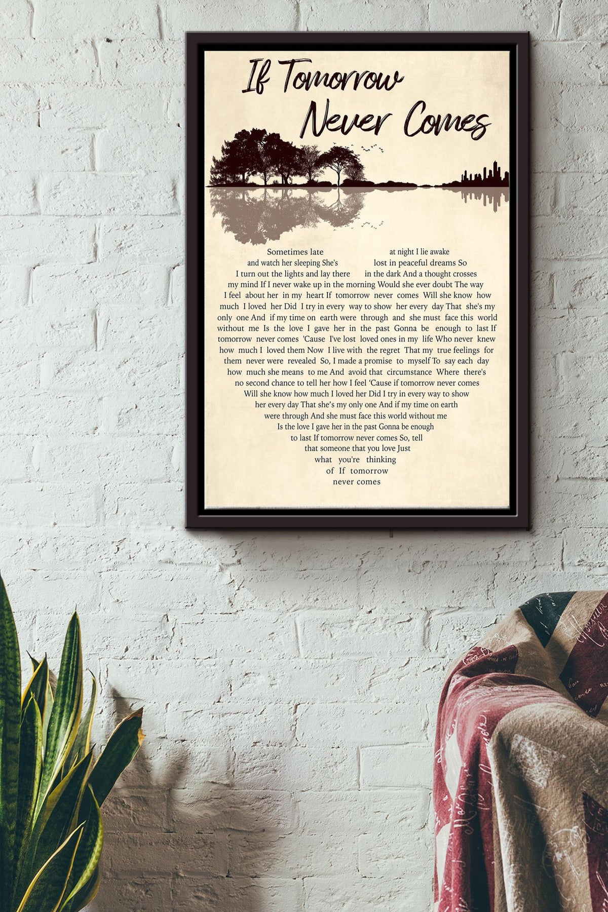 If Tomorrow Never Comes Lyrics Heart Typography Ronan Keating Poster Framed Matte Canvas