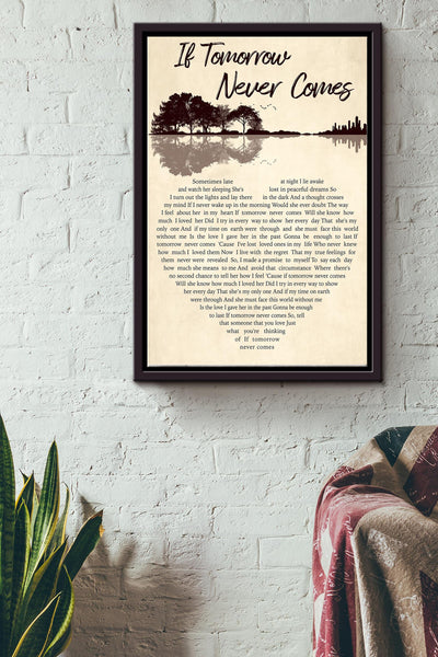 If Tomorrow Never Comes Lyrics Heart Typography Ronan Keating Poster Framed Matte Canvas