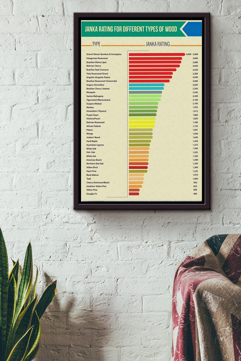 Janka Rating For Different Types Of Wood Poster Framed Matte Canvas