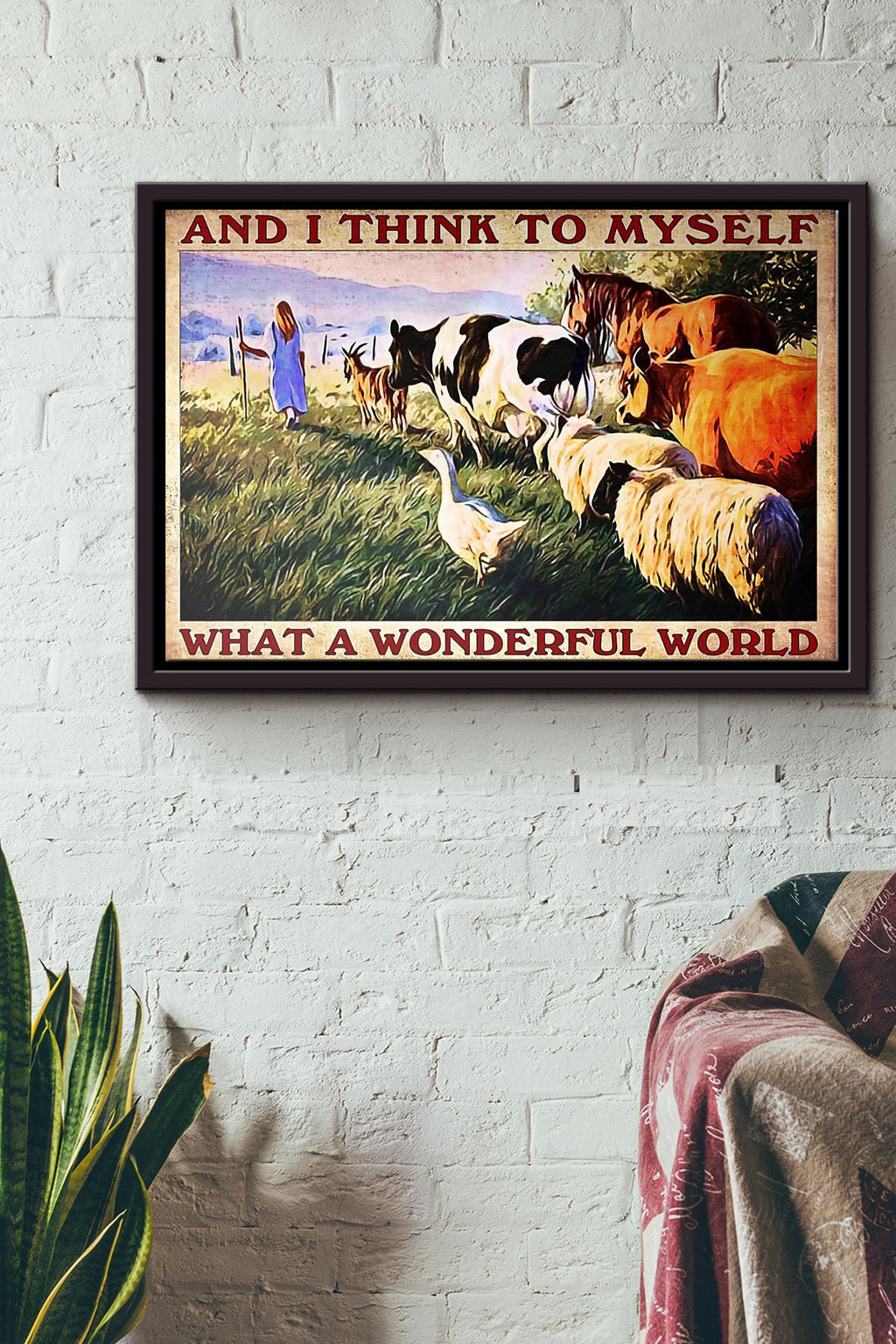 Farm And I Think To Myself What A Wonderful World Poster n Framed Matte Canvas