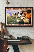 Farm And I Think To Myself What A Wonderful World Poster n Framed Matte Canvas