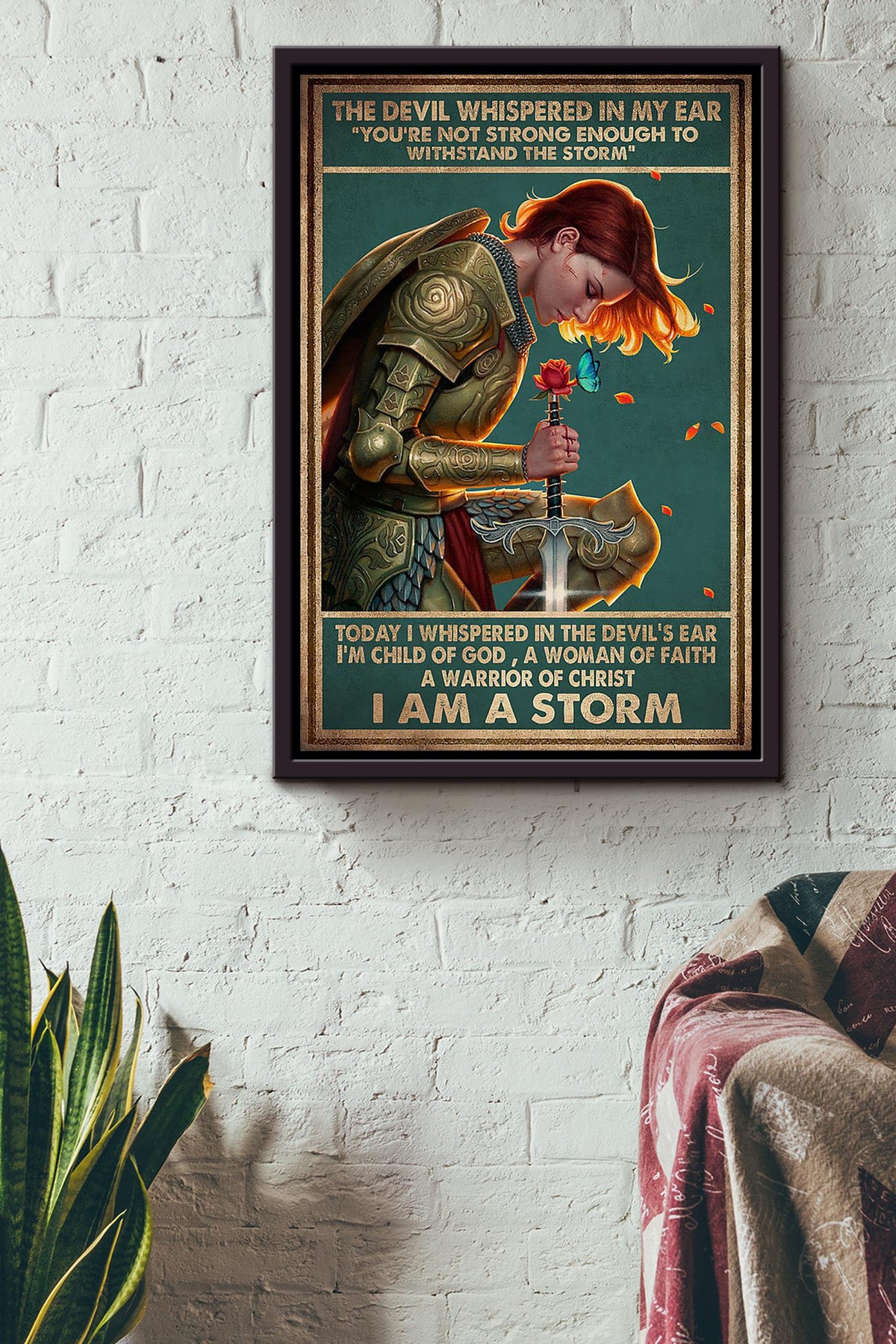 Memorial Quote Female Warrior Of God Gift For Girl Women In Woman's Day Christant Framed Canvas