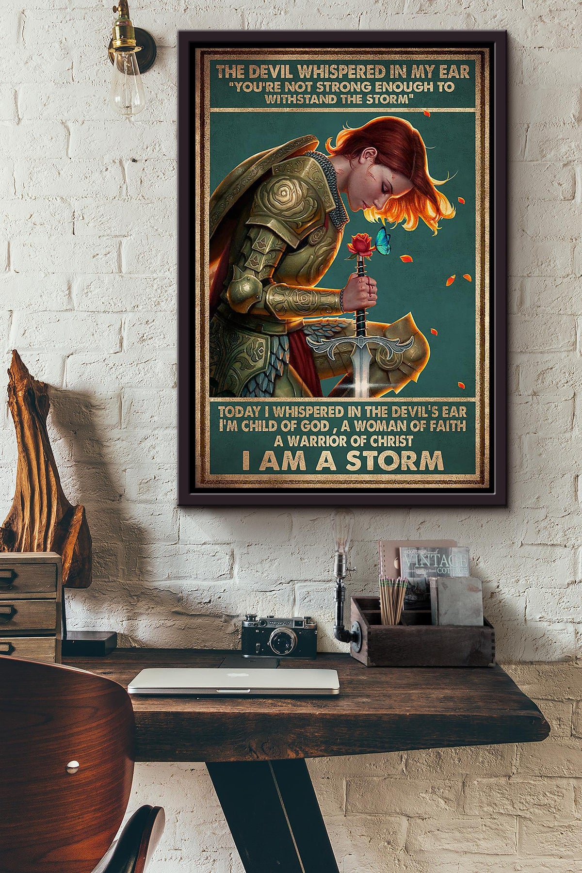 Memorial Quote Female Warrior Of God Gift For Girl Women In Woman's Day Christant Framed Canvas