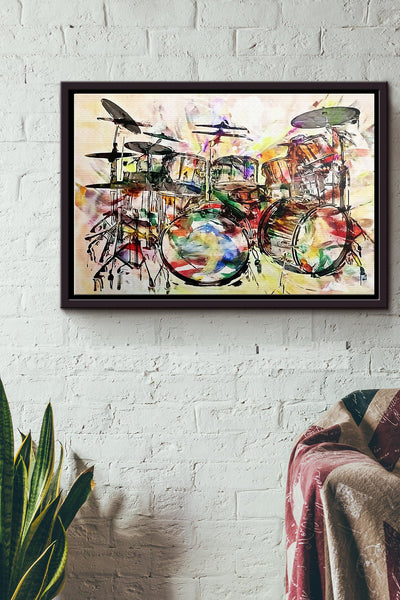 Drummer Unique Drum Set Music Art Poster n Framed Matte Canvas