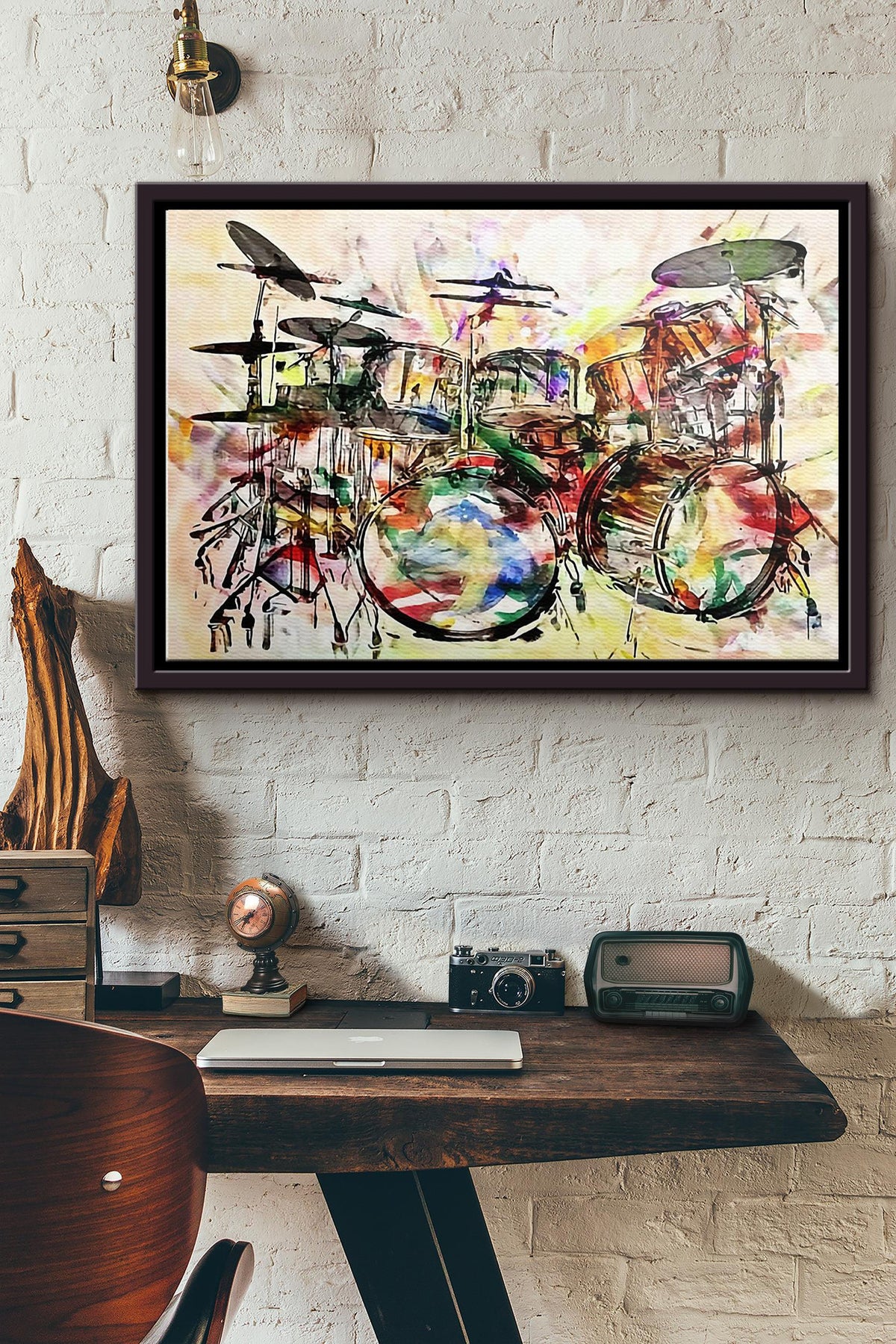 Drummer Unique Drum Set Music Art Poster n Framed Matte Canvas