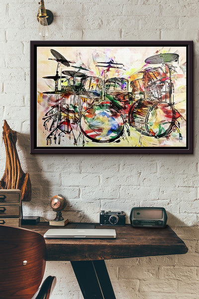 Drummer Unique Drum Set Music Art Poster n Framed Matte Canvas