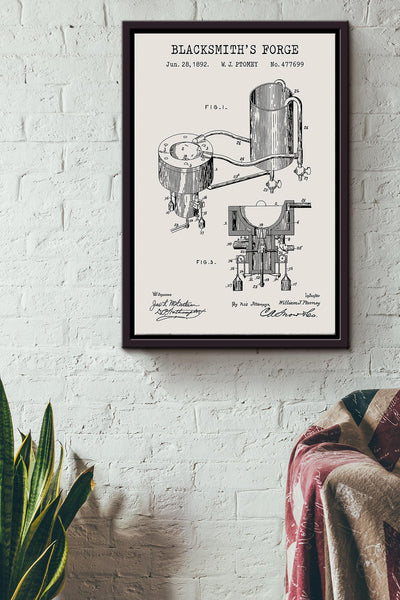 Blacksmith Forge Art Poster Framed Matte Canvas