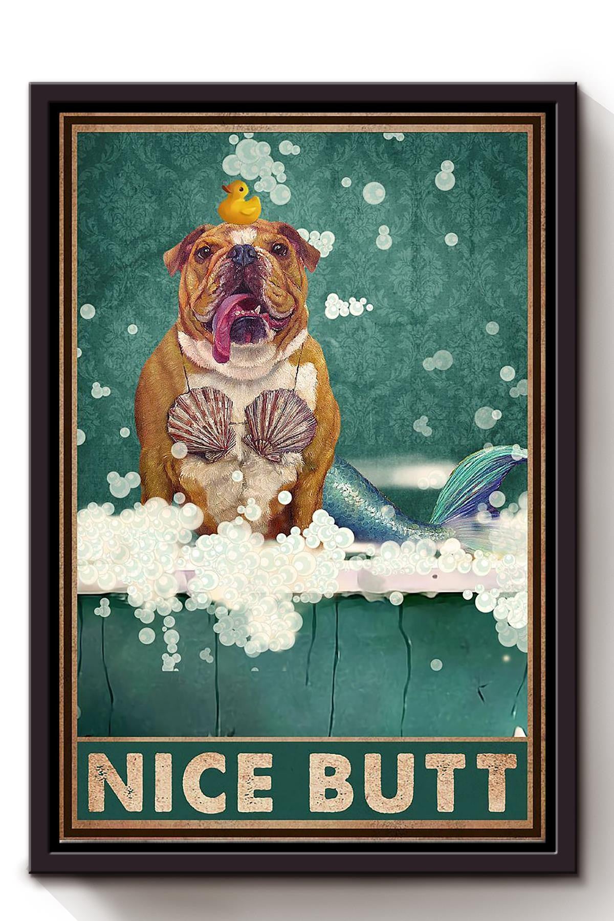 Dogue De Bordeaux Bathing Nice Butt Dog Wall Art For Bathroom Decor Gift For Dog Lovers Framed Matte Canvas Framed Prints, Canvas