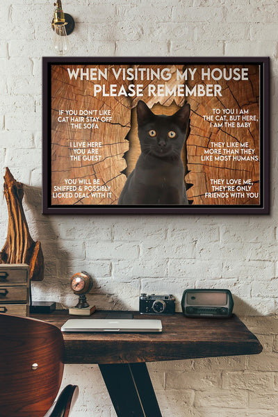Black Cat When Visiting My House Please Remember Poster n Framed Matte Canvas