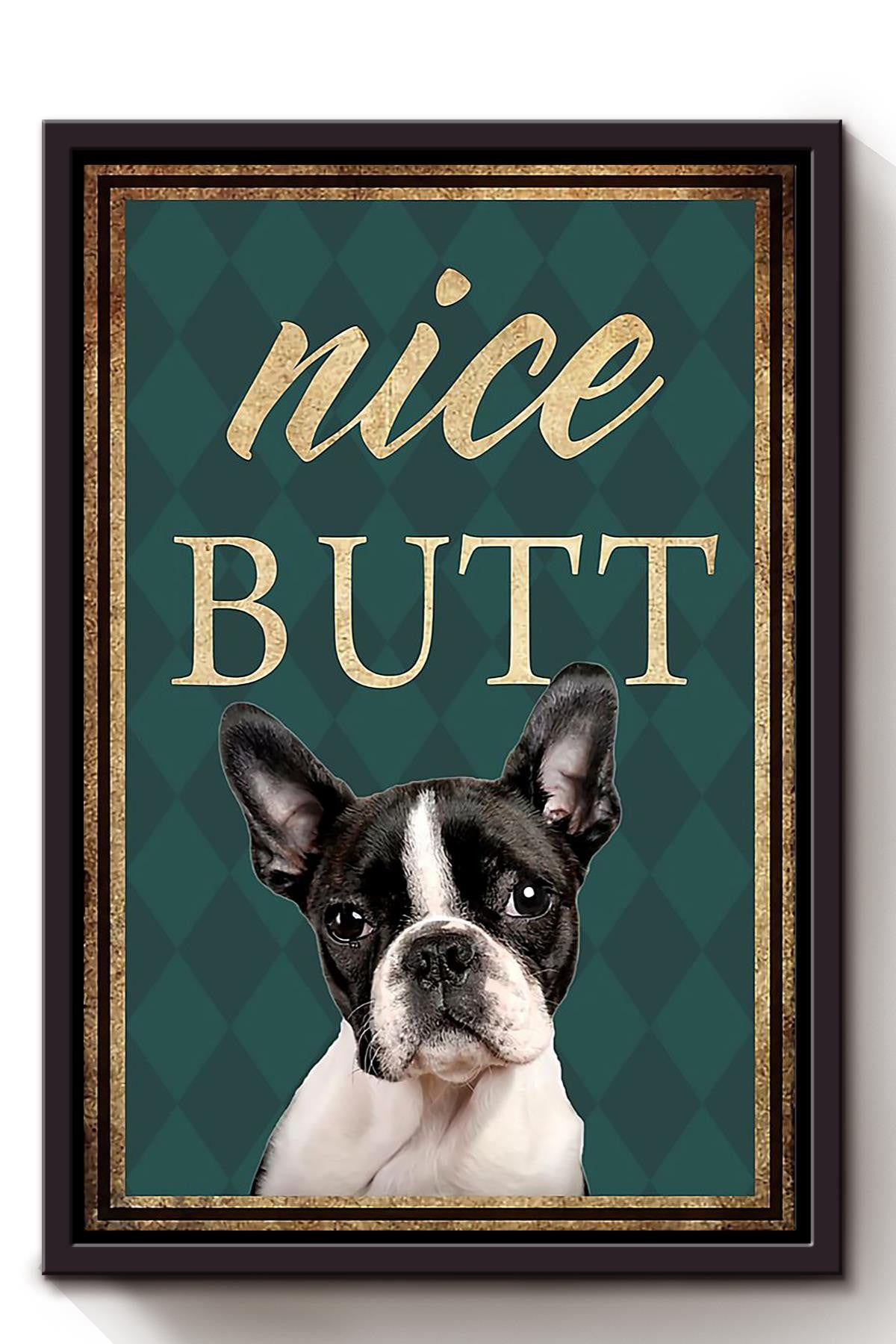 Funny Pitbull Nice Bum Vintage Retro Gift For Dog Mom Framed Canvas