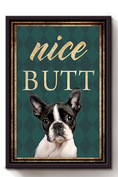 Funny Pitbull Nice Bum Vintage Retro Gift For Dog Mom Framed Canvas