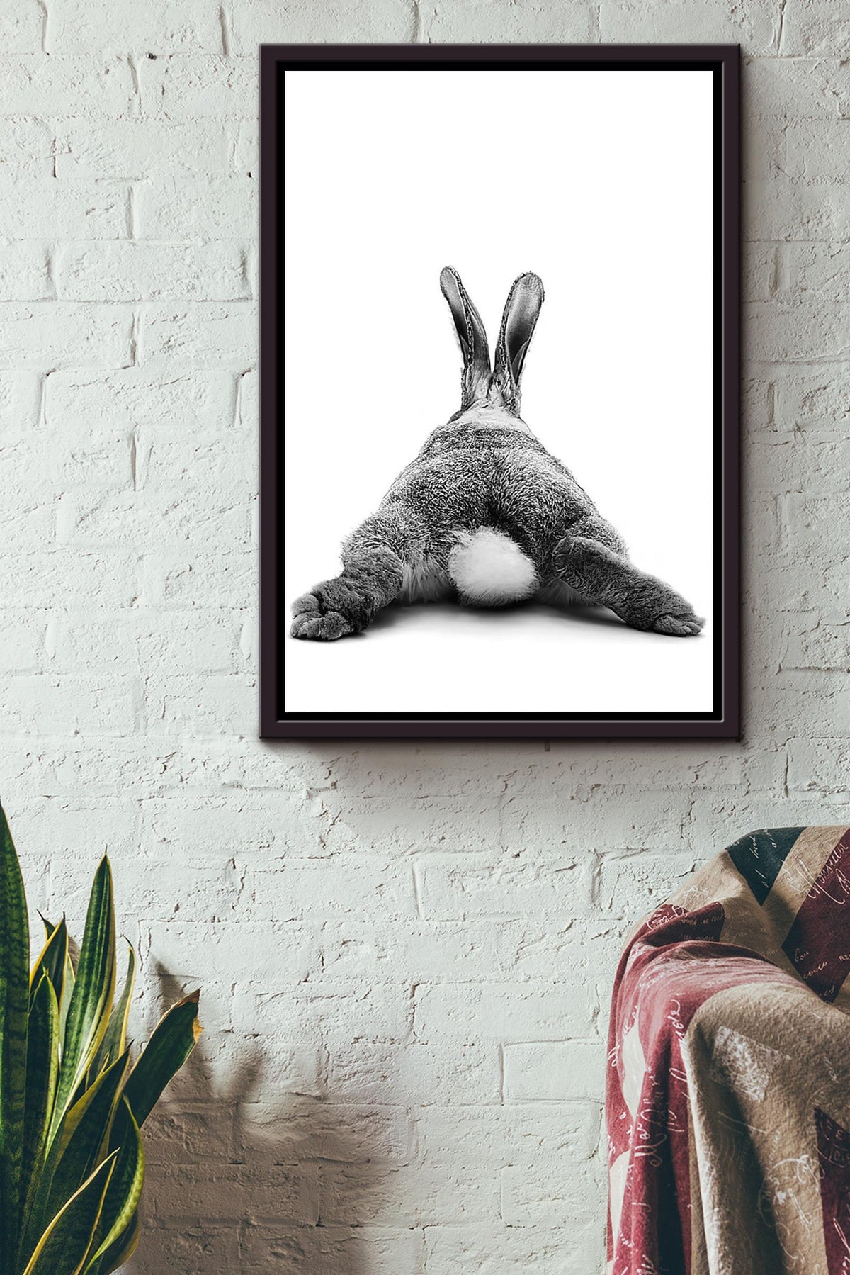 Cute Rabbit Butt Funny Gift For Friends Birthday Houswarming Framed Canvas