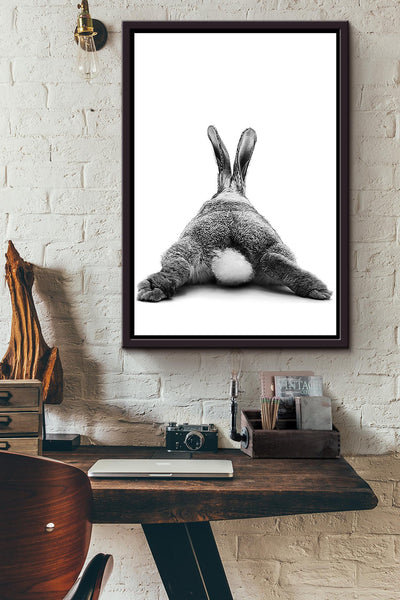 Cute Rabbit Butt Funny Gift For Friends Birthday Houswarming Framed Canvas