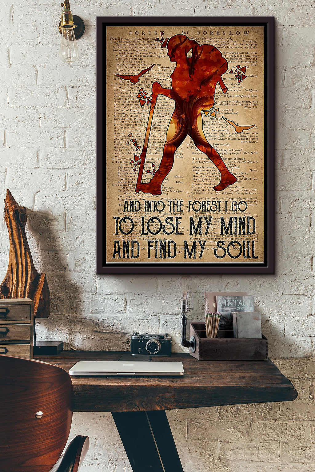 Into Forest I Go To Lose My Mind And Find My Soull Poster - Sport Wall Art - Gift For Hiking Mountain Lover Camping Club Nature Lover Framed Matte Canvas Framed Prints, Canvas