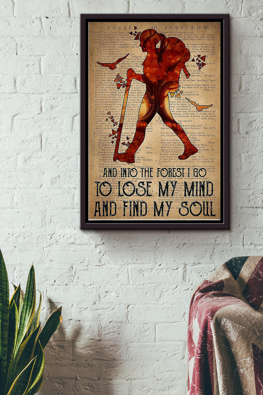 Into Forest I Go To Lose My Mind And Find My Soull Poster - Sport Wall Art - Gift For Hiking Mountain Lover Camping Club Nature Lover Framed Matte Canvas Framed Prints, Canvas