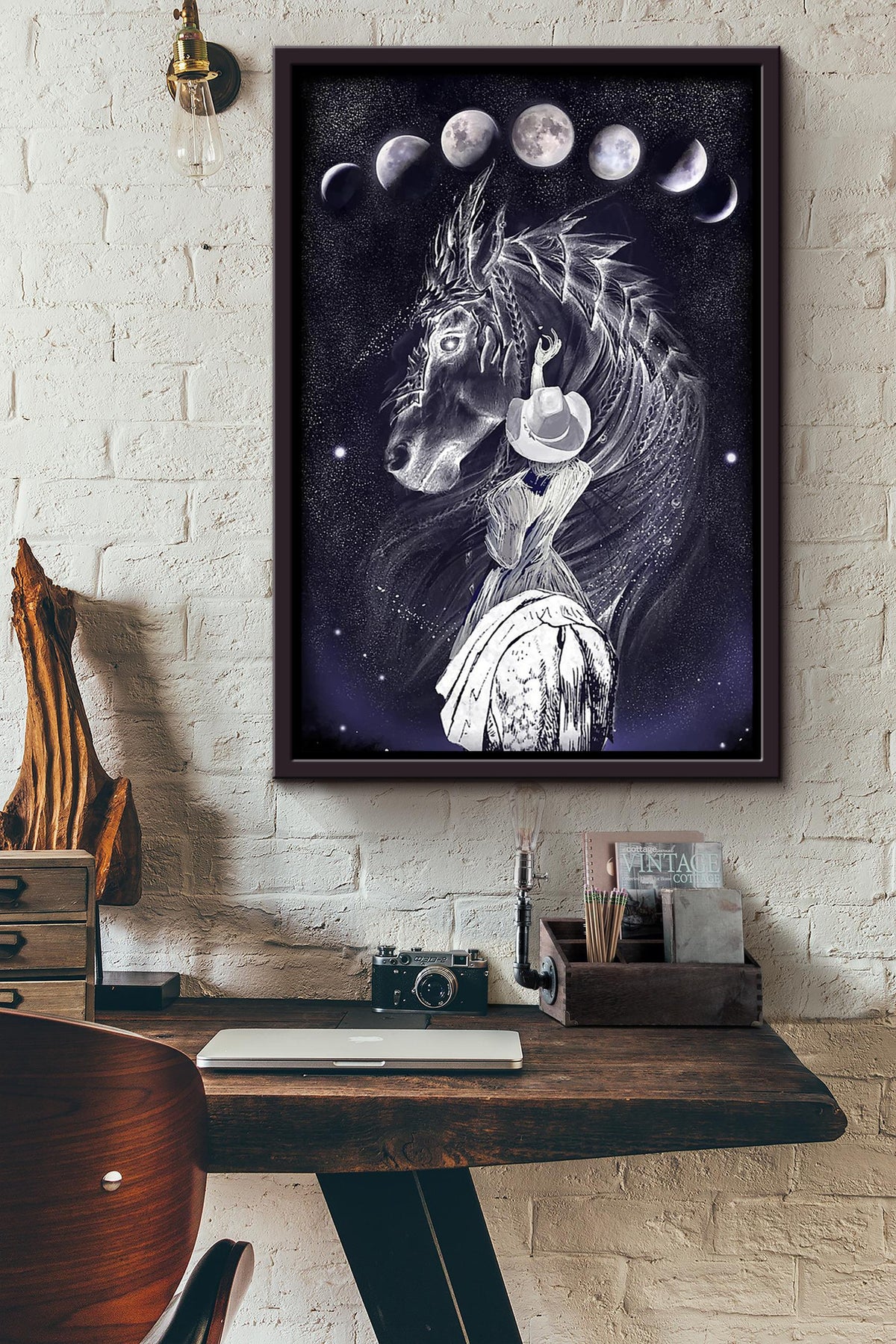 Cowgirl Halloween Granddaughter Poster Horse Riding Wall Art Cowgirl Cowboy Gift Framed Canvas Framed Prints, Canvas
