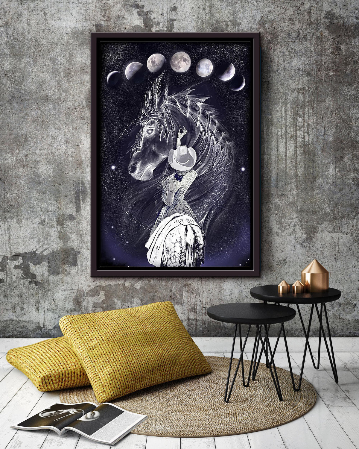 Cowgirl Halloween Granddaughter Poster Horse Riding Wall Art Cowgirl Cowboy Gift Framed Canvas Framed Prints, Canvas