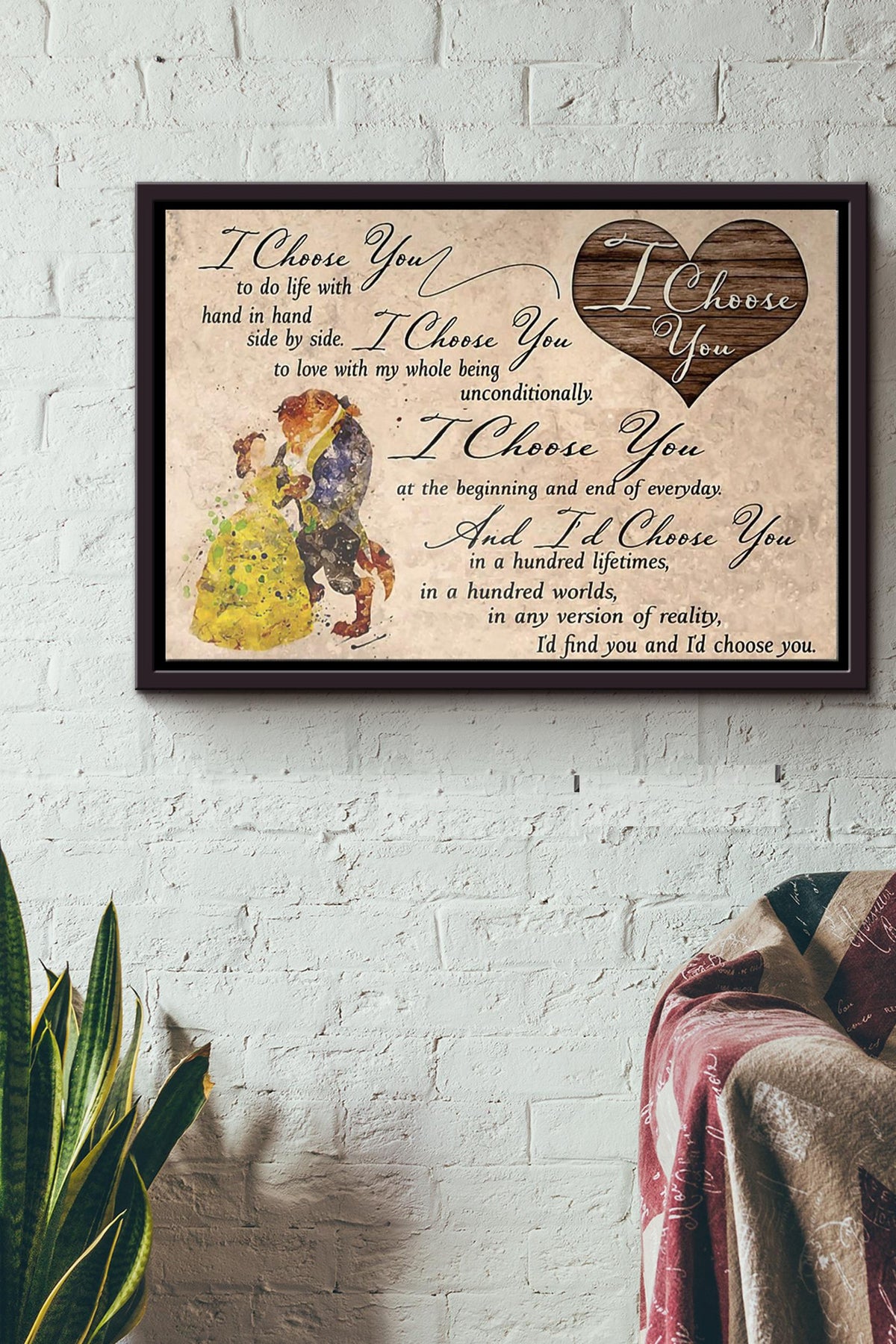 Belle And The Beast I Choose You Poster n Framed Matte Canvas