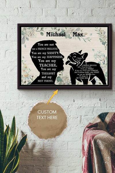 French Bulldog Boy Therapist Best Friend Personalized Poster - Animal Wall Art - Gift For Dog Lover Dog Foster Puppy Fan Framed Matte Canvas Framed Prints, Canvas