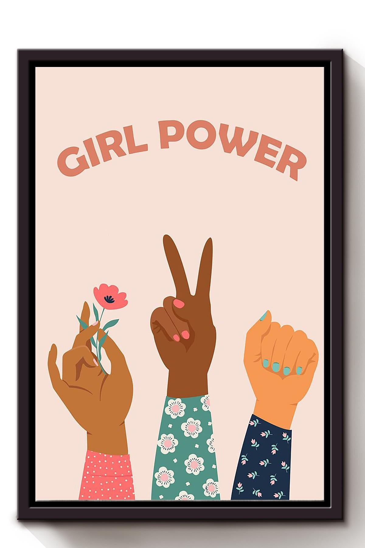 Girl Power Equality Wall Art For Classroom Kids Room Decor Framed Matte Canvas Framed Prints, Canvas
