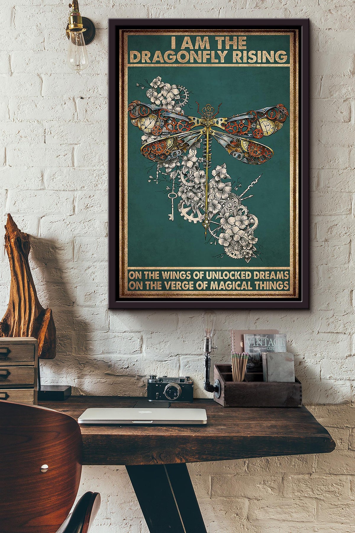I'm Dragonfly Rising Mechanical Dragonfly Gift For Dreamer And Magic Lover Framed Canvas