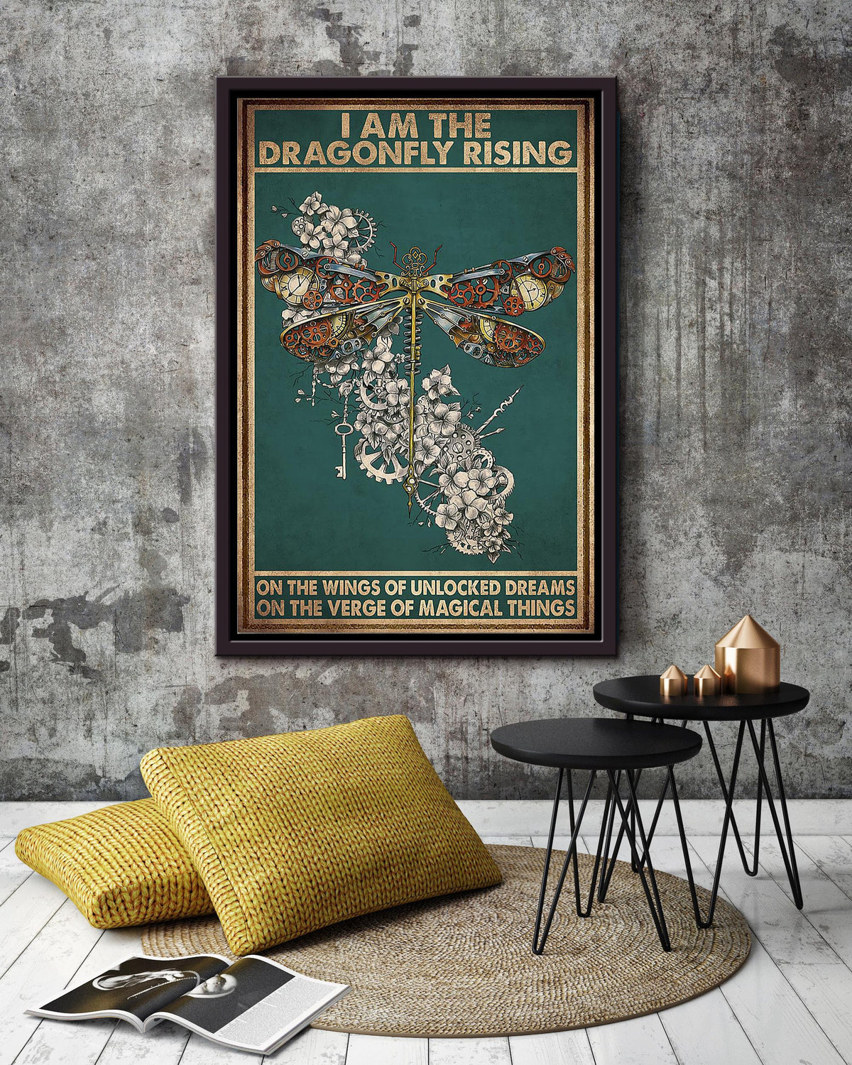 I'm Dragonfly Rising Mechanical Dragonfly Gift For Dreamer And Magic Lover Framed Canvas