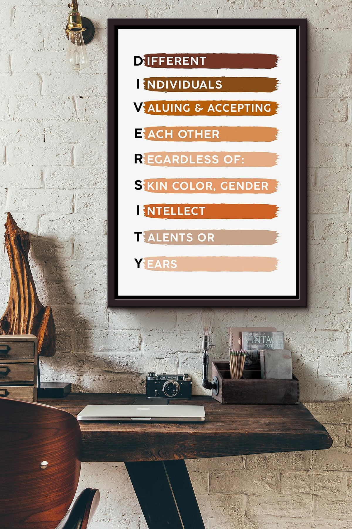 Diversity Equality Humanity Quote For Home Decor Housewarming Framed Canvas