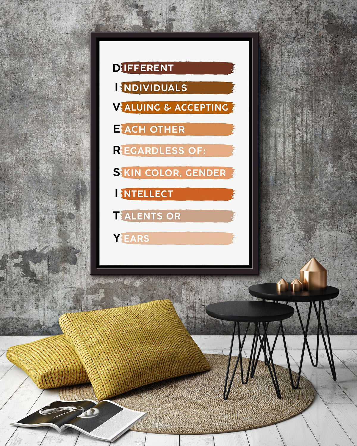 Diversity Equality Humanity Quote For Home Decor Housewarming Framed Canvas