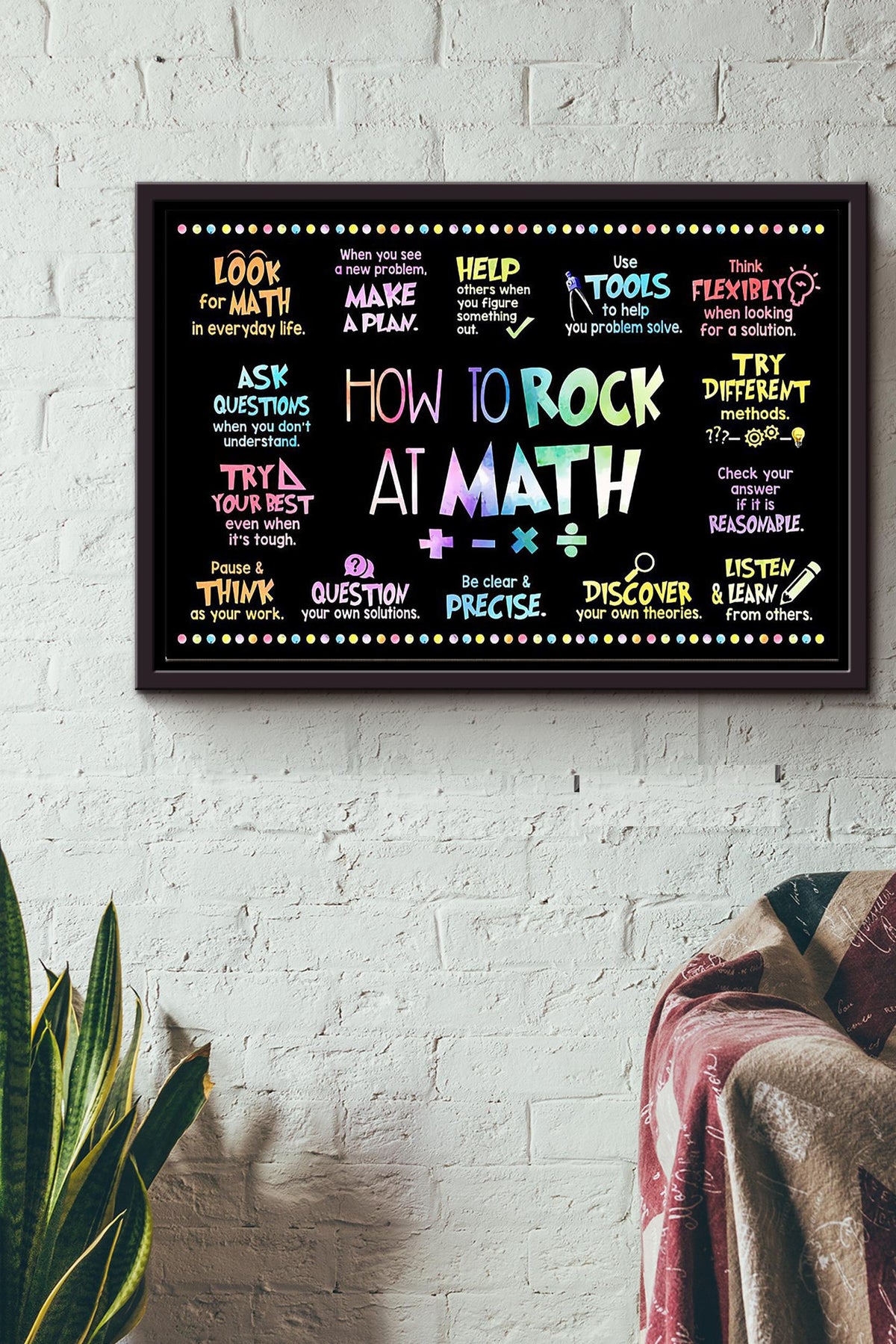 How To Rock At Math Fourteen Tips At Math Poster n Framed Matte Canvas
