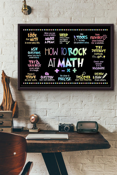 How To Rock At Math Fourteen Tips At Math Poster n Framed Matte Canvas