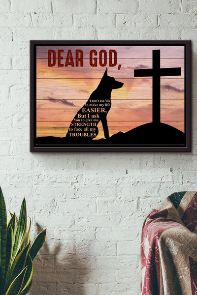 German Shepherd Dear God Poster n Framed Matte Canvas