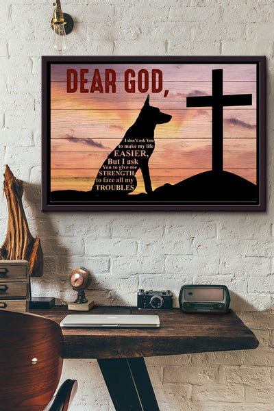 German Shepherd Dear God Poster n Framed Matte Canvas