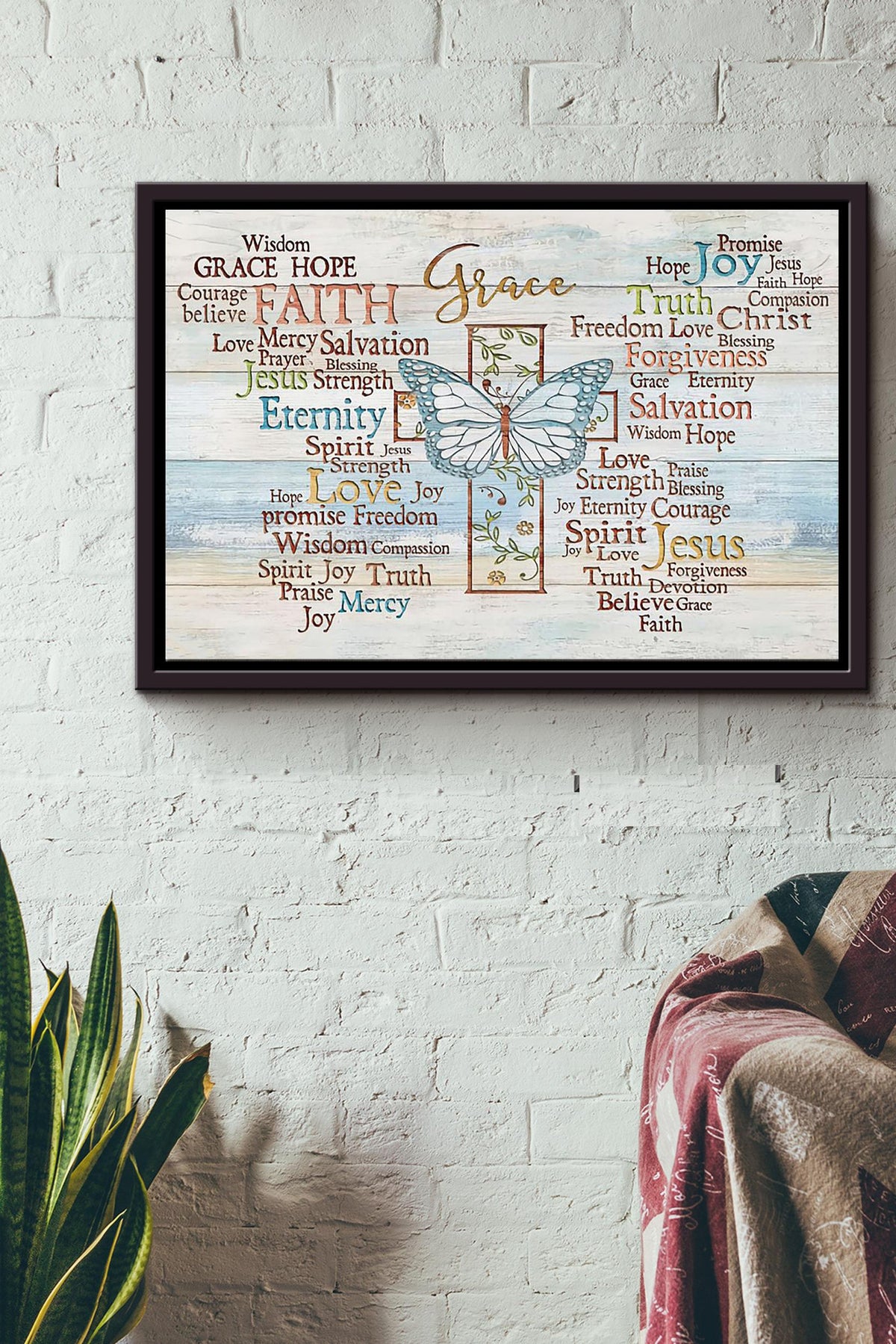 Butterfly Wisdom Grace Hope n Framed Matte Canvas