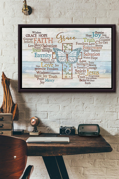 Butterfly Wisdom Grace Hope n Framed Matte Canvas