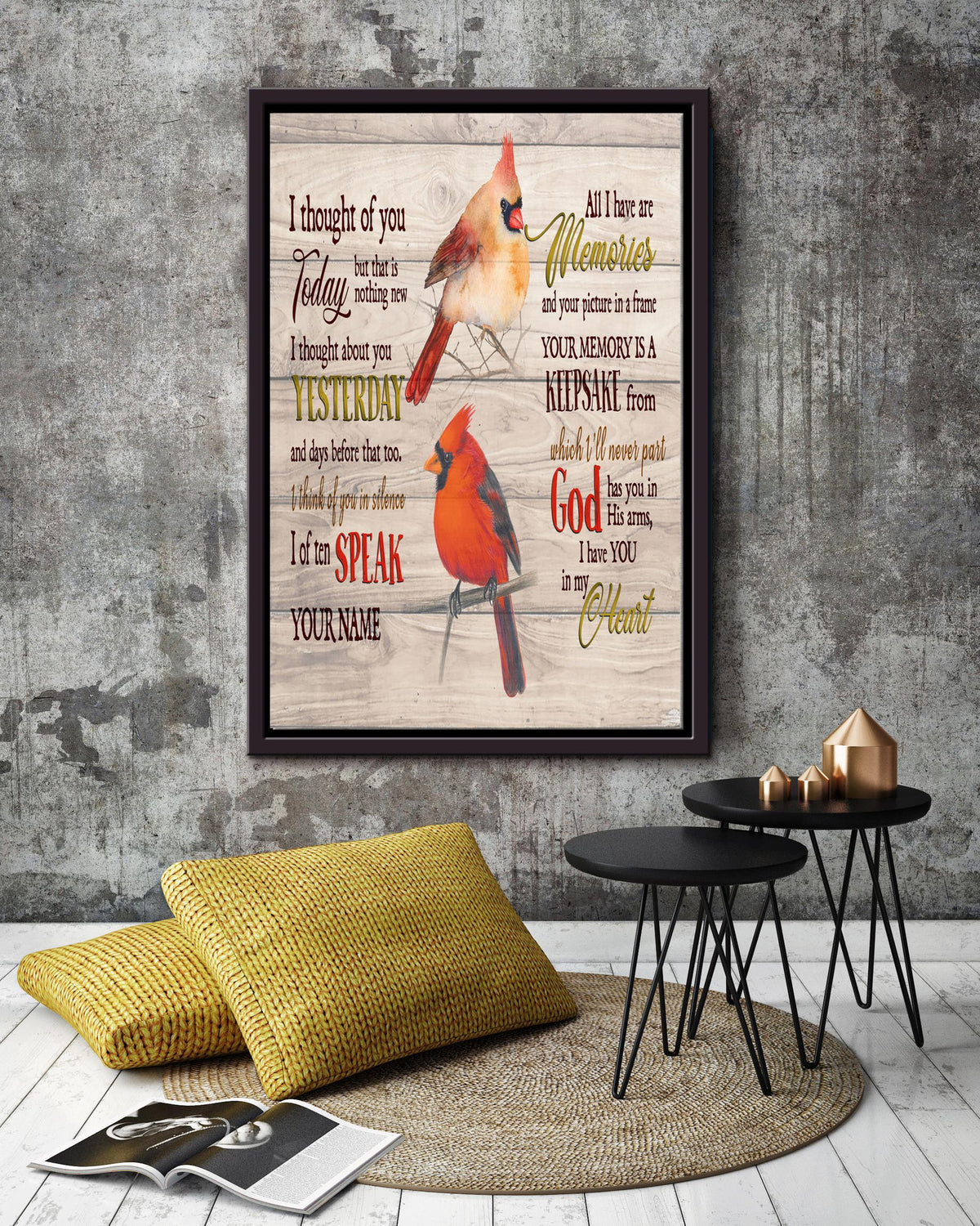 I Thought Of You Today Memorial Quote Wall Art Gift For Christant Memorial Day Framed Canvas Framed Prints, Canvas