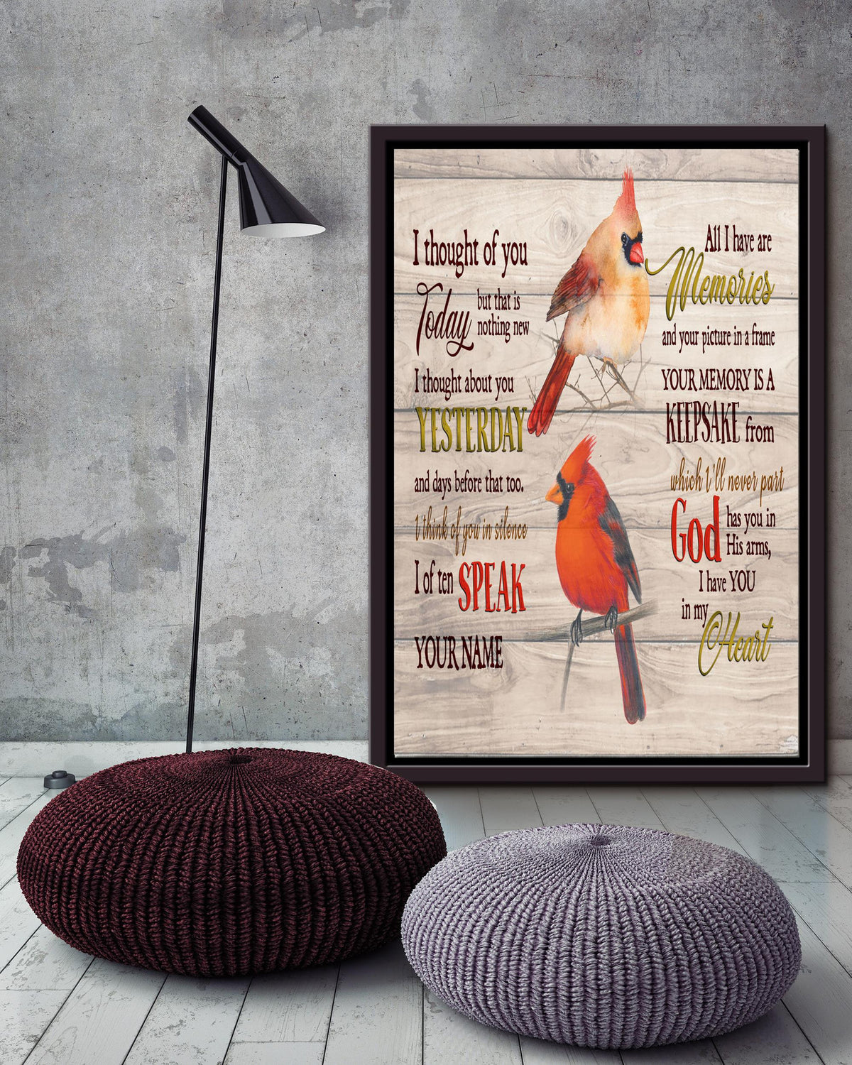 I Thought Of You Today Memorial Quote Wall Art Gift For Christant Memorial Day Framed Canvas Framed Prints, Canvas